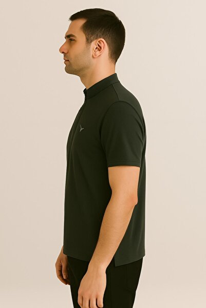 Maccali Ανδρικό κοντομάνικο γιακά δικαστή καλοκαιρινό πράσινο φαρδύ μπλουζάκι