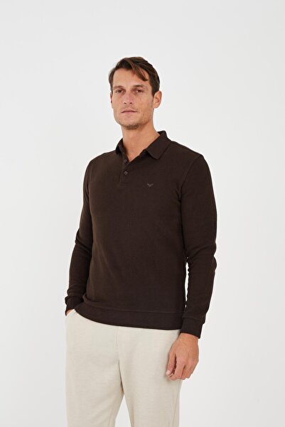 Maccali Ανδρικό μπλουζάκι Elite Comfort Basic Winter Brown Polo με λαιμόκοψη