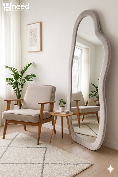 HOMEZ NEED Modern Floor Mirrors with a Soft Wavy Frame - 160 x 60 cm