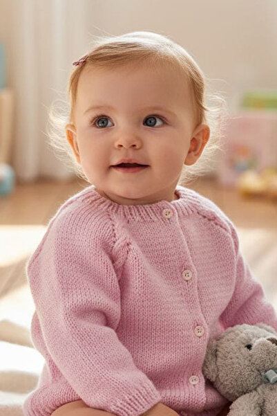 Tokuşka 1-2 Yaş Örgü Kız Bebek Hırkası