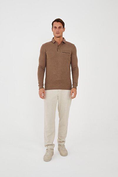 Maccali Ανδρικό μπλουζάκι Timeless Basic Long Straight Mink Polo με τσέπες