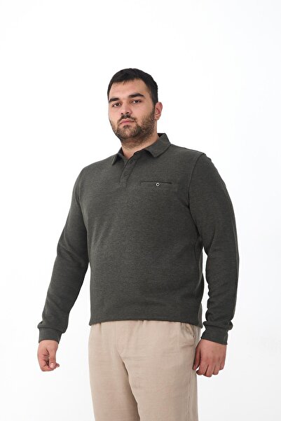 Maccali Ανδρικό χειμερινό φαρδύ μπλουζάκι με λαιμόκοψη πόλο με τσέπες