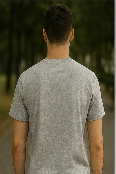 Maccali Men's Crew Neck Cotton Text Print Gray T-Shirt