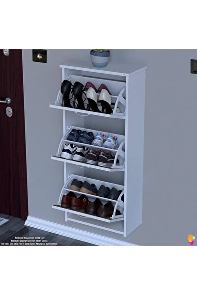 Modilayn WEST Asma Kapı Önü 52x 116 x26 cm’lik 3 Düşer Kapak 6 Göz Bölmeli Ayakkabılık