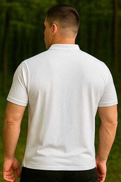 Maccali Ανδρικό μπλουζάκι μεγάλου μεγέθους Basic λευκό με γιακά πόλο με τσέπες