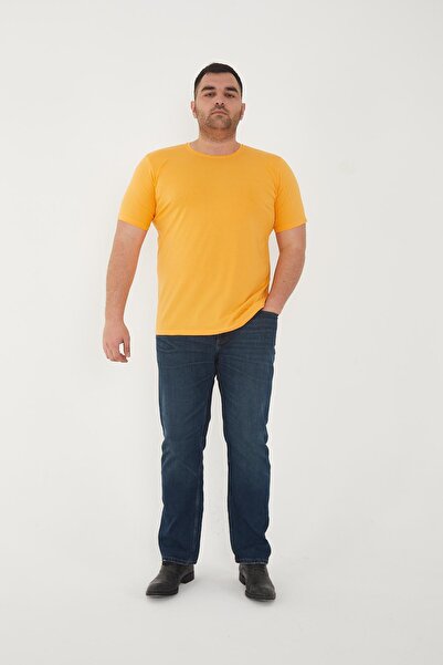 Maccali Men's Slim Fit Oversize Short Sleeve Basic T-Shirt Yellow