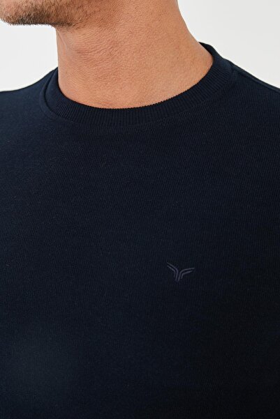 Maccali Ανδρικό φούτερ ComfortFit με μακρύ λαιμόκοψη Basic K. Μπλε