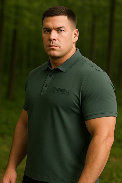 Maccali Ανδρικό μπλουζάκι Basic Khaki Polo με τσέπες σε μεγάλο μέγεθος