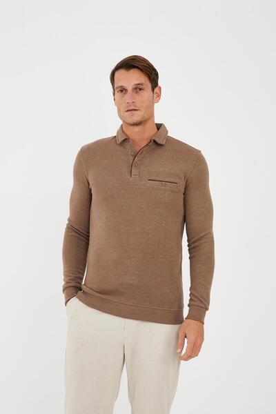 Maccali Ανδρικό μπλουζάκι Timeless Basic Long Straight Mink Polo με τσέπες