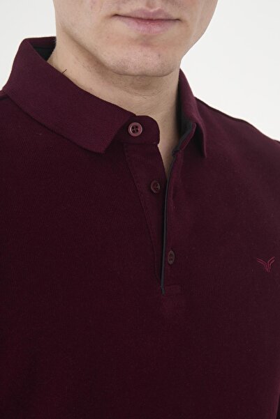 Maccali Men's Elite Comfort Basic Winter Burgundy Polo Neck T-Shirt