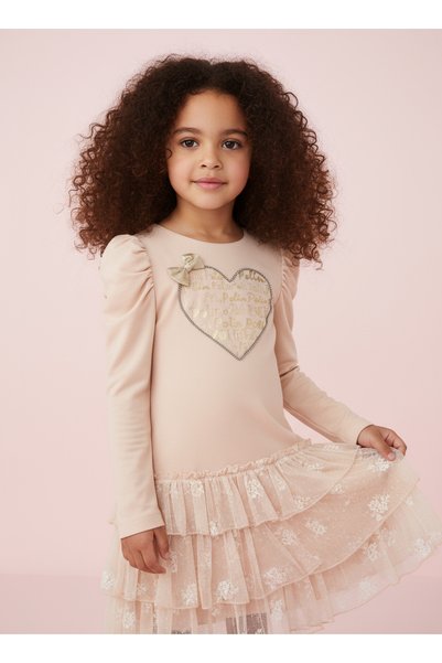 Polin Girl's Pink Daily Combed Cotton Dress