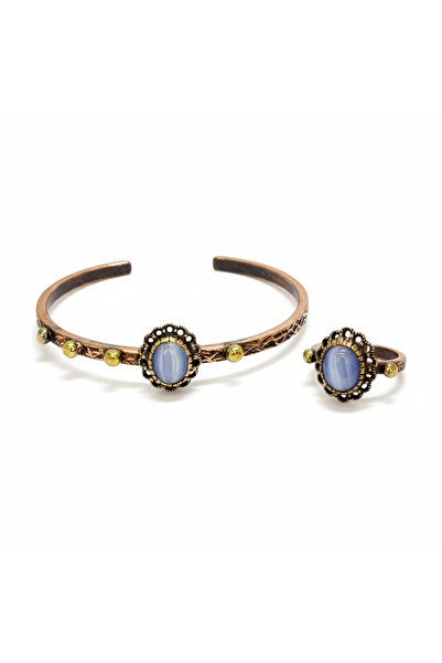 EFEMİR سوار وخاتم من النحاس مع رموش من الحجر الأزرق