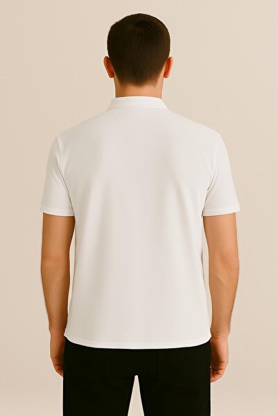 Maccali Ανδρικό κοντομάνικο γιακά δικαστή καλοκαιρινό λευκό φαρδύ μπλουζάκι