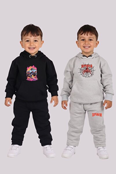 cm buseyiz Σετ αθλητικές φόρμες για αγόρια - 2 τμχ Ποικιλία στάμπα με κουκούλ...