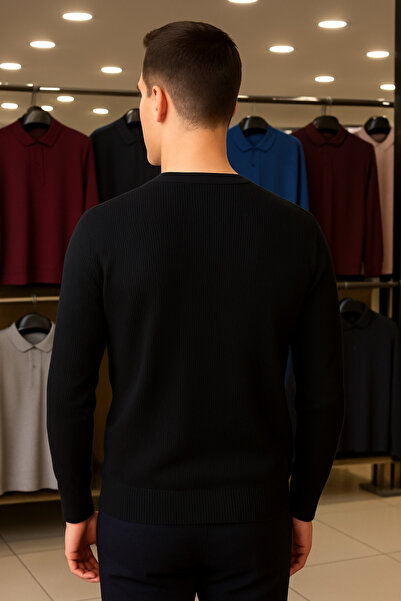 Maccali Чоловічий велосипедний комір смугастий чорний светр з трикотажу