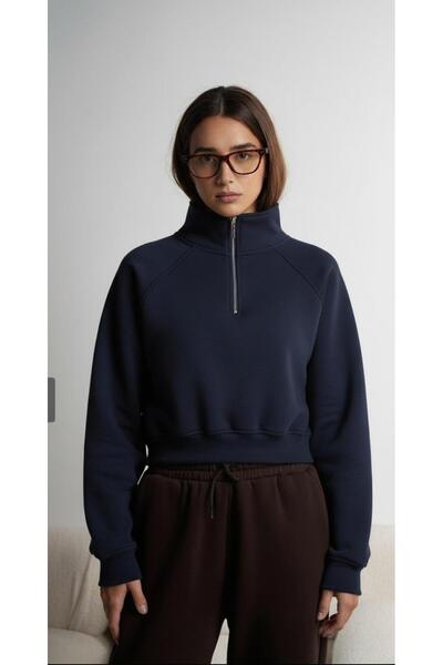 MİLANRA Ženska Dikyaka raglan majica sa rajsferšlusom Sa detaljem rukava