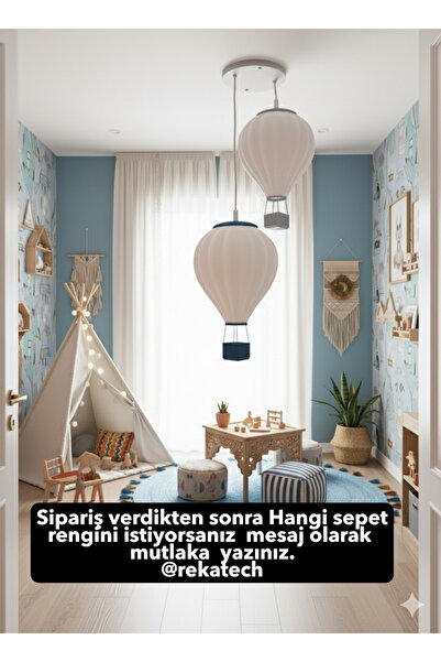 Rekatech 2'Li Sıcak Hava Balonu Avize Kapadokya Havası Evinizde – Modern Sarkıt Lamba Modeli