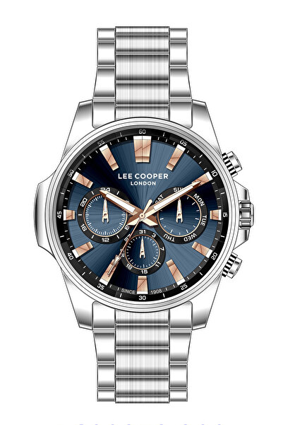 Lee Cooper ساعة يد رجالية من الفولاذ بوظائف أصلية وتقويم نشط