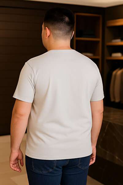 Maccali Ανδρικό κοντομάνικο μπλουζάκι με μοτίβο σε μεγάλο μέγεθος, φαρδύ λευκό μπλουζάκι