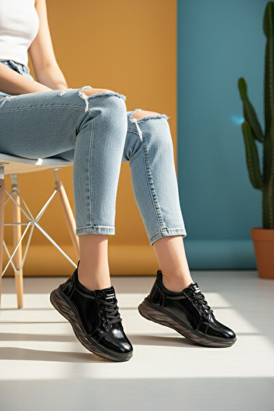 Zerenyus Pantofi sport pentru damă JİSTA Premium Black cu șireturi