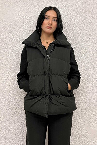 MİSSKAYLE Green Lined Black Inflatable Vest