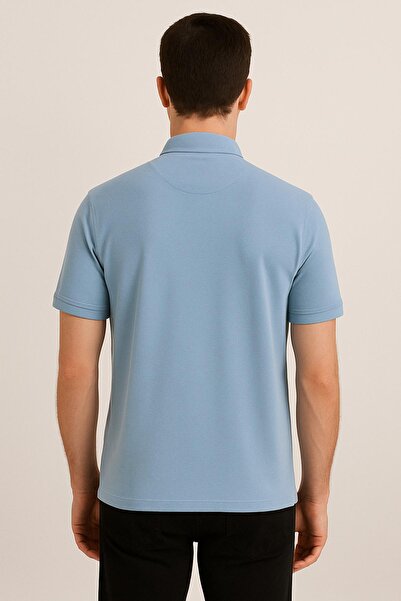 Maccali Ανδρικό κοντομάνικο γιακά δικαστή καλοκαιρινό μπλε φαρδύ μπλουζάκι