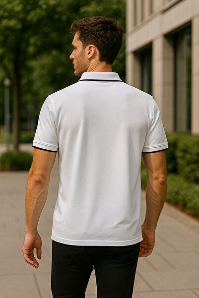 Maccali Ανδρικό κοντομάνικο μπλουζάκι με λευκό γιακά πόλο