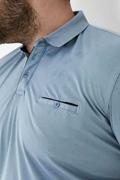 Maccali Men's 3-Piece Basic Large Size Long Polo Neck T-Shirt