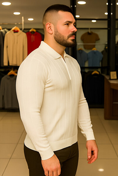 Maccali Ανδρικό χειμερινό φούτερ μεγάλου μεγέθους με λευκό φερμουάρ