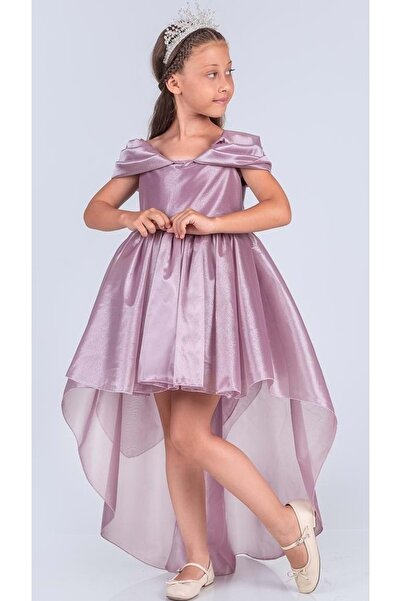 Mnk Baby&Kids Kız Çocuk Düşük Omuz Detaylı Işıltılı Prenses Elbisesi M00760 LİLA