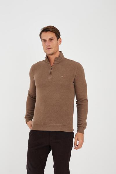 Maccali Ανδρικό φούτερ με μισό φερμουάρ Fisherman Basic Long Mink