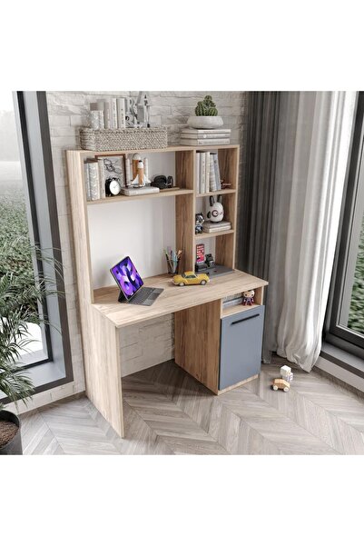 Afilli İzmir Çalışma Masası Flora Antrasit Tamamı Mdf