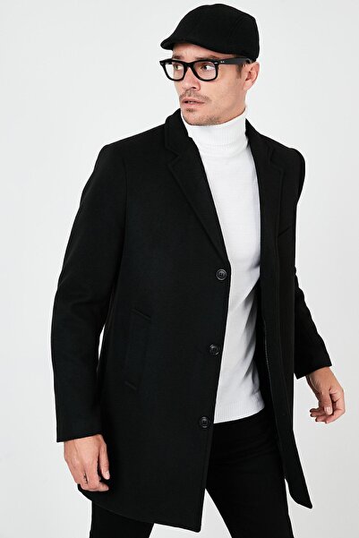 Buratti Ανδρικό παλτό κασμιρένιο παλτό με μονό κουμπιά Slim Fit 5840098