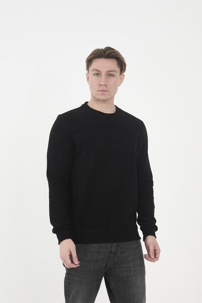 Maccali Мъжка CloudFit Basic дълга суитшърт с велосипедна яка и черно десен