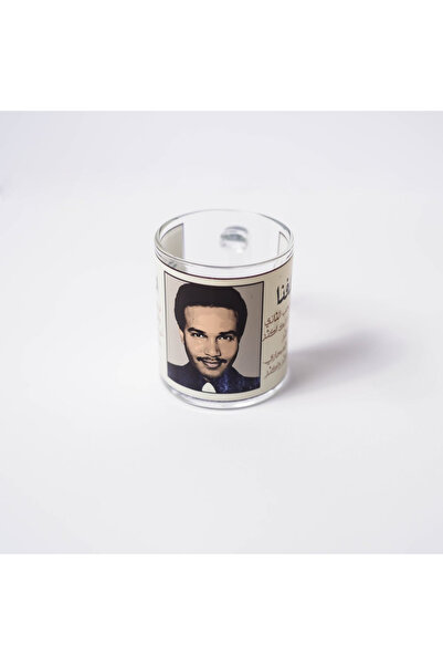 Story of candle Clear glass cup with the design "Mohammed Abdo with two of his most beautiful songs"