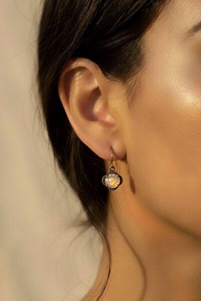 Süspüs Accessories Rutil Quartz Stone Flower Model Authentic Earrings