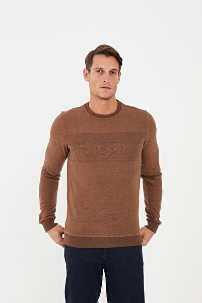 Maccali Мъжка дълга суитшърт с качулка и мотив на велосипед, кафява