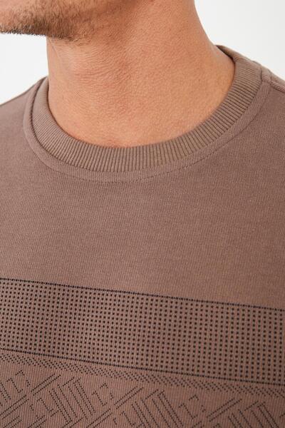 Maccali Μακρύ ανδρικό φούτερ με μοτίβο Mink Crew Neck