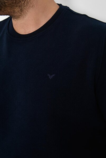 Maccali Erkek Kışlık Bisiklet Yaka Battal Basic Lacivert Sweatshirt