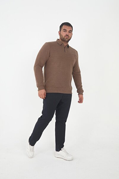 Maccali Ανδρικό μπλουζάκι με γιακά πόλο με τσέπες, χειμερινό φαρδύ μονόχρωμο βιζόν