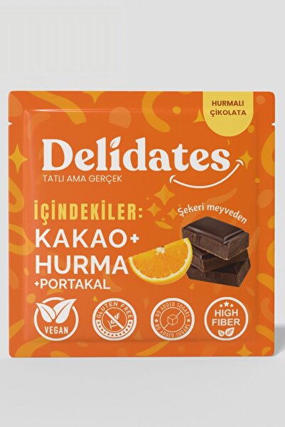 Delidates Portakallı Hurmalı Bitter Çikolata | Şekeri Meyveden