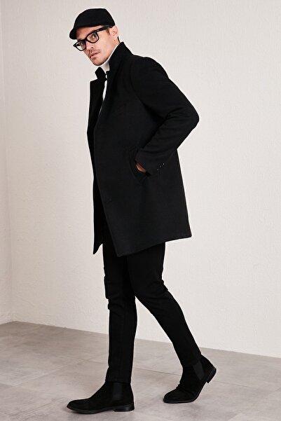 Buratti Ανδρικό παλτό κασμιρένιο παλτό με μονό κουμπιά Slim Fit 5840098