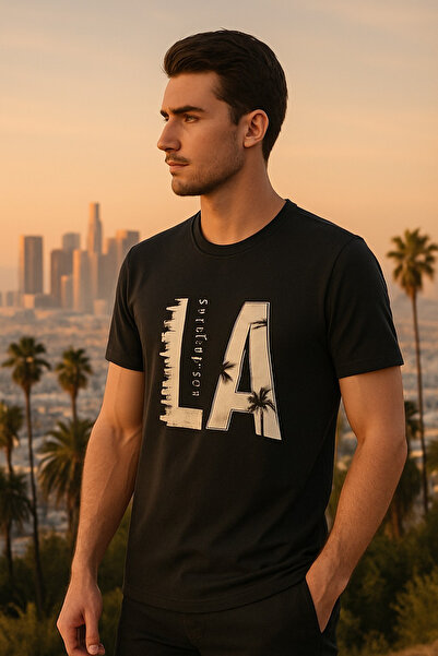 Maccali Ανδρικό μπλουζάκι με λαιμόκοψη από βαμβακερό γράμμα με στάμπα