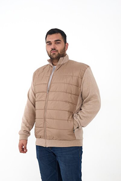 Maccali Мъжки пуловер с цип в голям размер, кремав