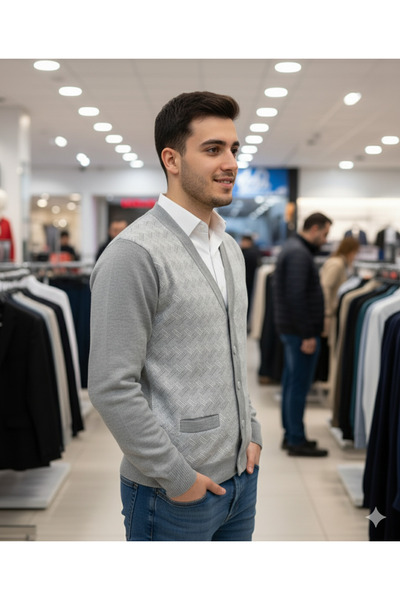 COLORBAR TRİKO Güncüoğlu Buttoned Wool Knit Men's Cardigan