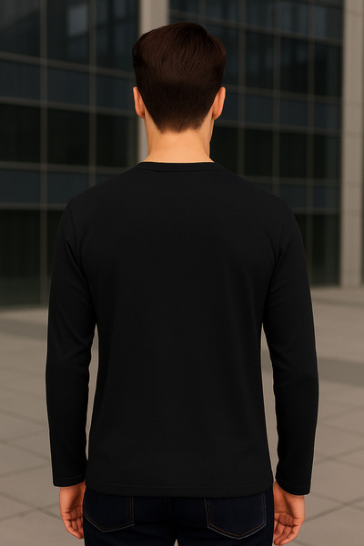 Maccali Men's Long Sleeve Casual Comfortable Basic Black Sweatshirt