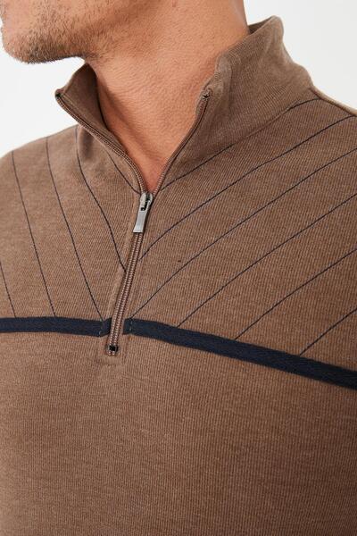 Maccali Ανδρικό φούτερ UrbanEdge με ριγέ φερμουάρ με ψηλό λαιμό βιζόν