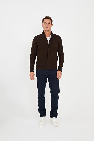 Maccali Ανδρικό φούτερ ArcticFlex με λεπτομέρεια με φερμουάρ Basic καφέ