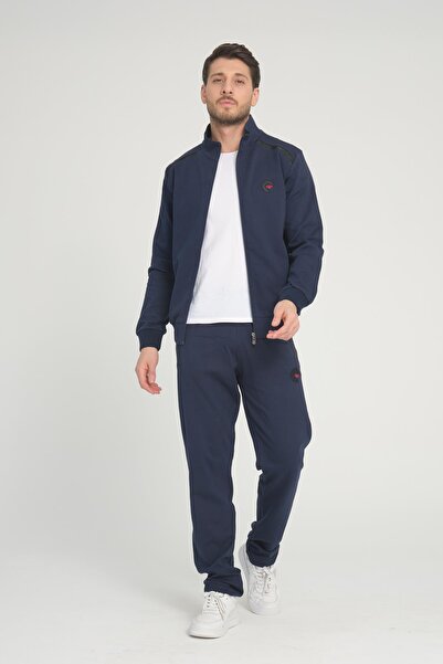 Piyera Men's Light Navy Blue Two Thread Fabric Zippered Di Mock Neck Zun Slee...