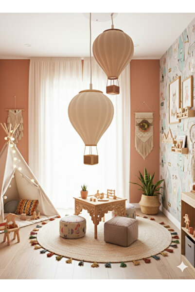 Rekatech 2'Li Sıcak Hava Balonu Avize Kapadokya Havası Evinizde – Modern Sarkıt Lamba Modeli